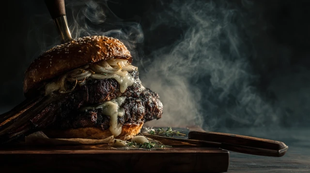 Epic Tomahawk Steak Burger Food Photography
