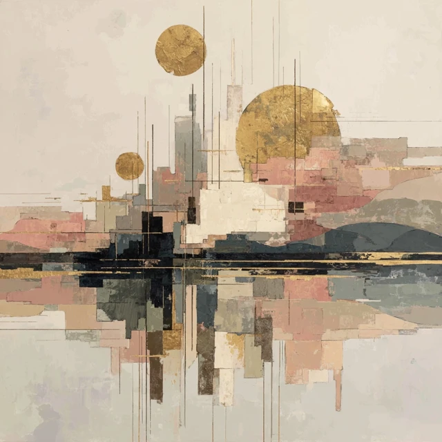 Abstract Oil Painting Earth Tones and Gold