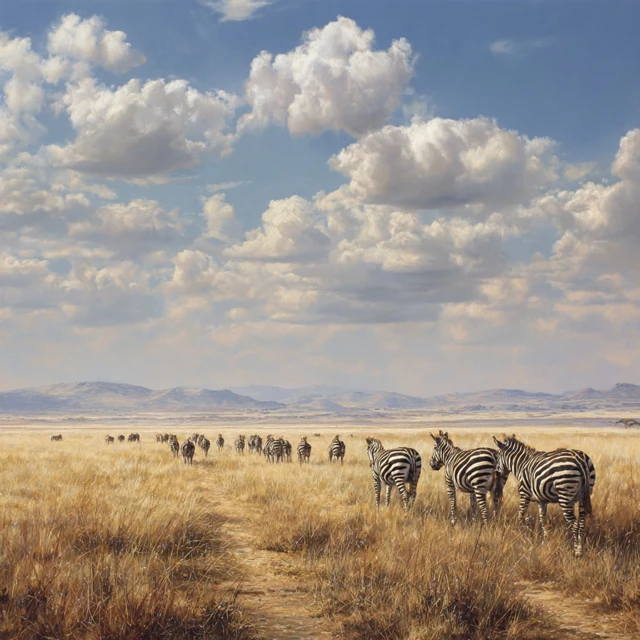 African Savannah Zebras Herd Wildlife