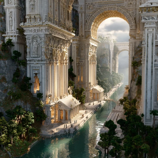 Ancient Roman Citadel in Lush Forest