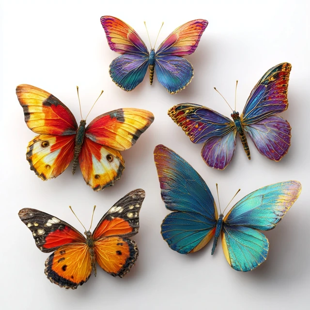 Colorful Butterflies 3D Illustration