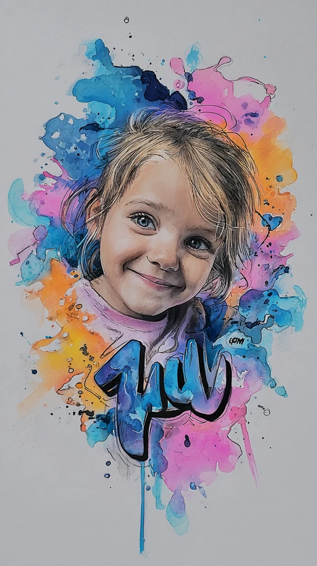 Happy Girl Portrait Watercolor Painting