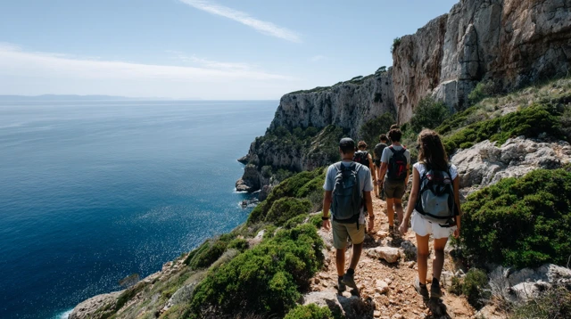 Hikers Explore Mediterranean Coast Mallorca