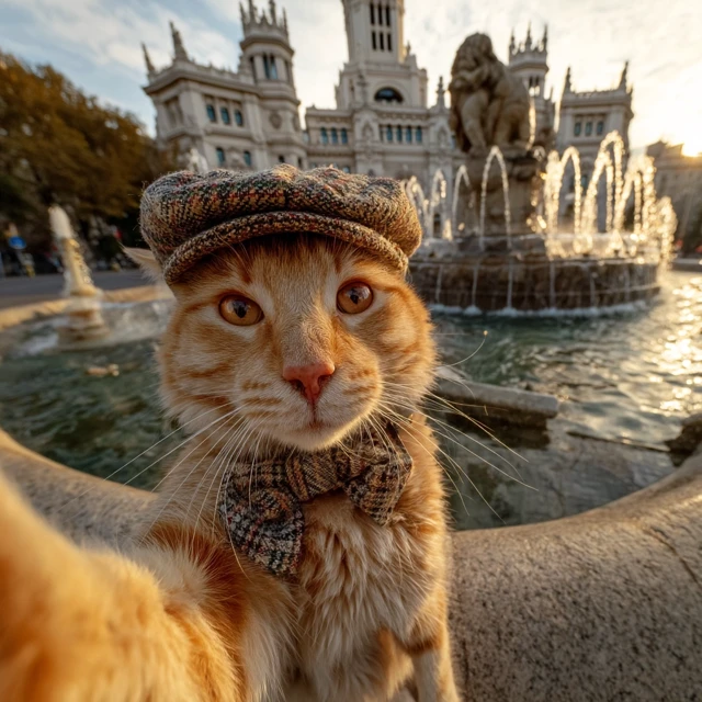 Dapper Cat Selfie in Madrid