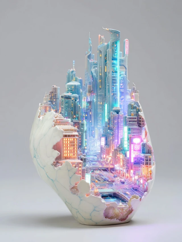 Ceramic Retro Future Cityscape Masterpiece