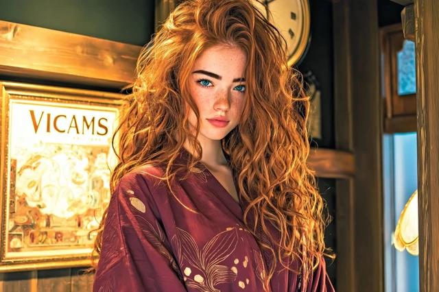 Beautiful European Woman With Luxurious Red Hair