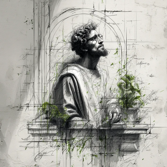 Michelangelo Sketch Elegant Poster Black and White