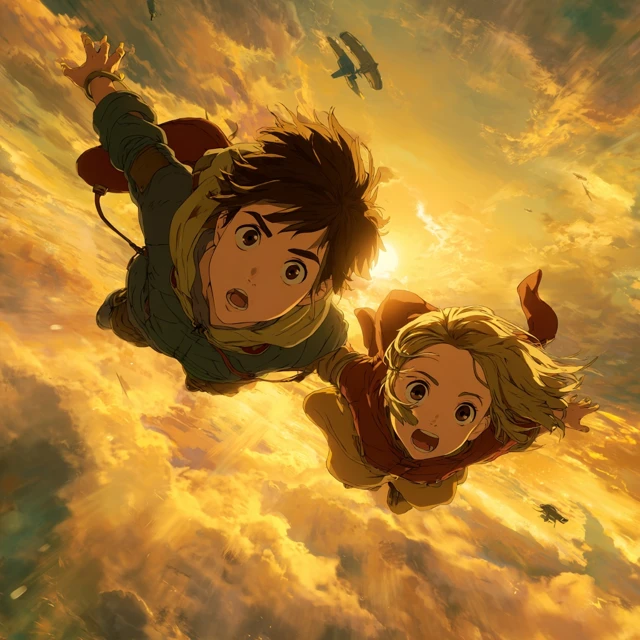 Anime Wingsuit Flight Boy and Girl Adventure