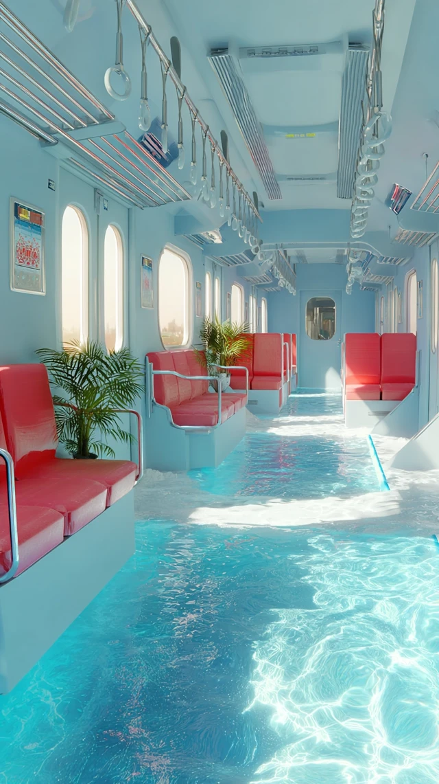Cool Train Interior Swimming Pool Design