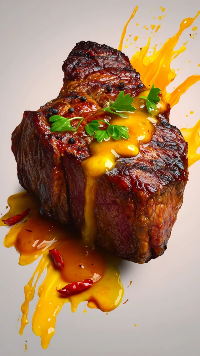 Juicy Steak with Butter and Spices Food Advertisement
