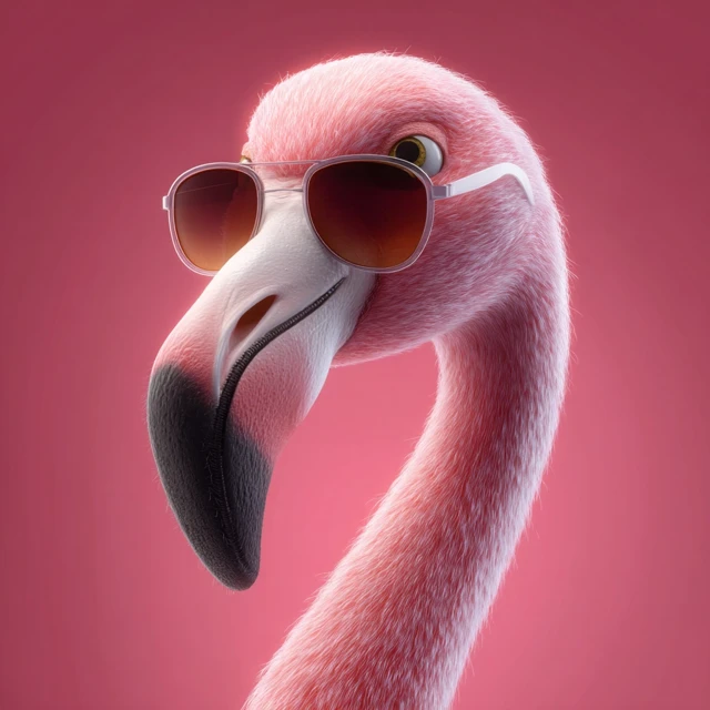 3D Flamingo Character Wearing Sunglasses