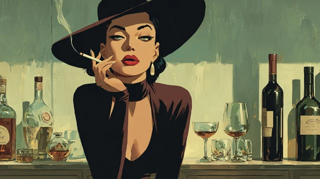 Art Deco Woman Smoking Vintage Poster
