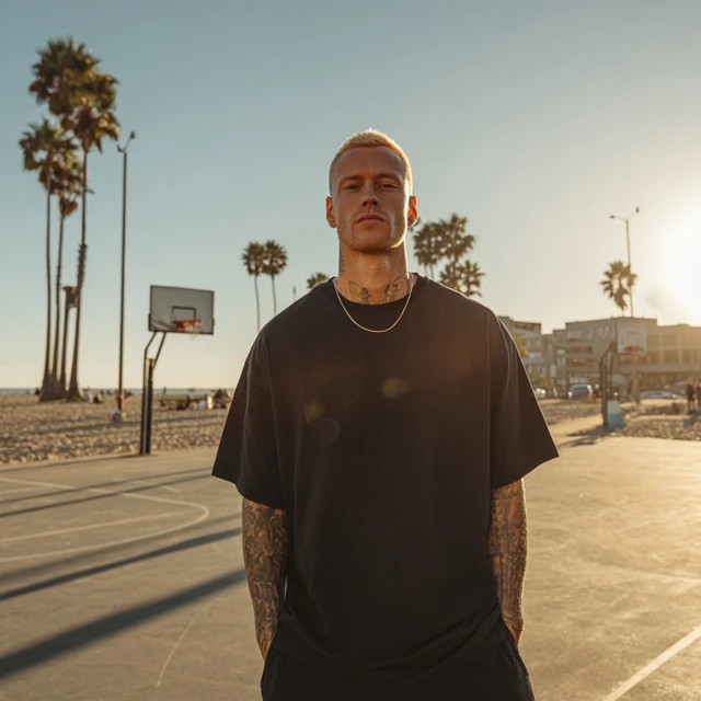 NBA Star on California Beach Basketball Court