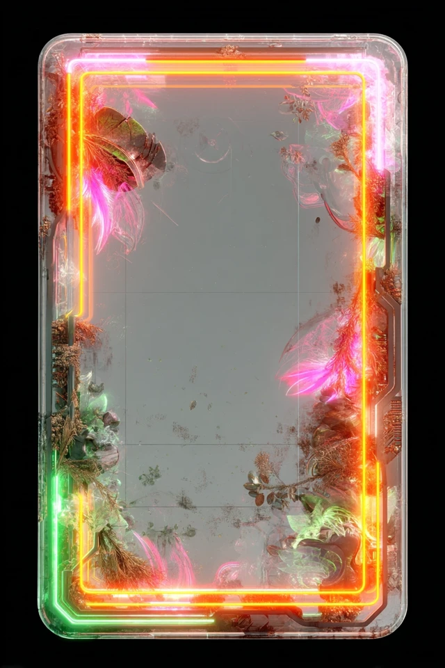 Neon Trading Card Frame Futuristic Design