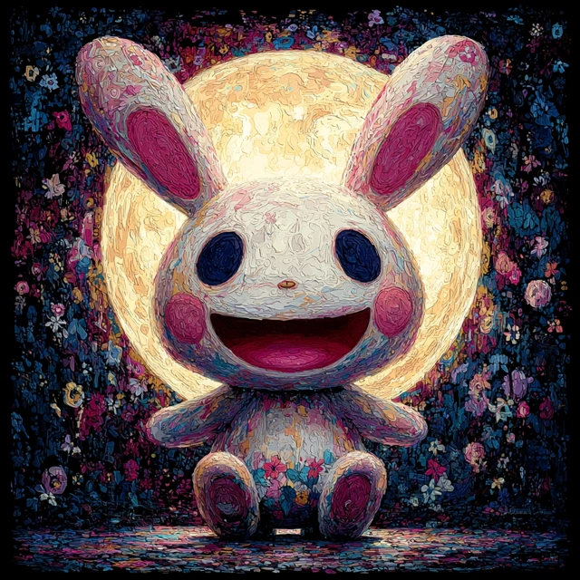 Smiling Rabbit Murakami Style Cute Dreamy Art