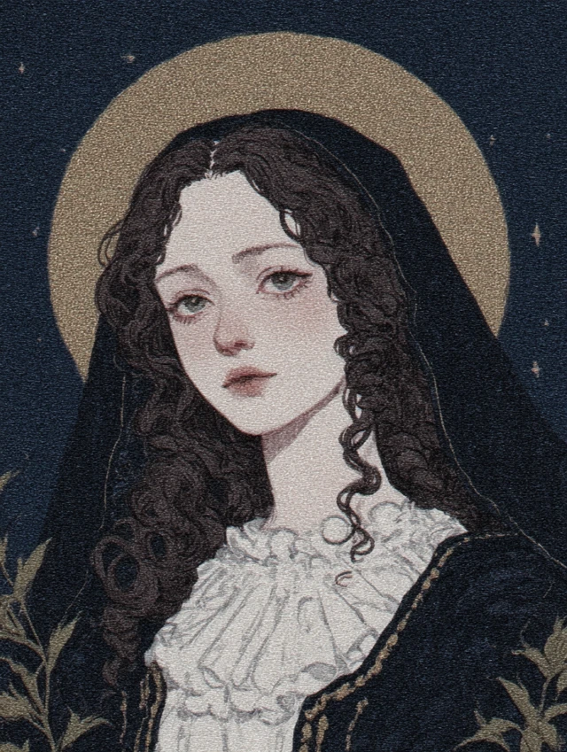 Baroque Aristocratic Woman with Veil and Stars