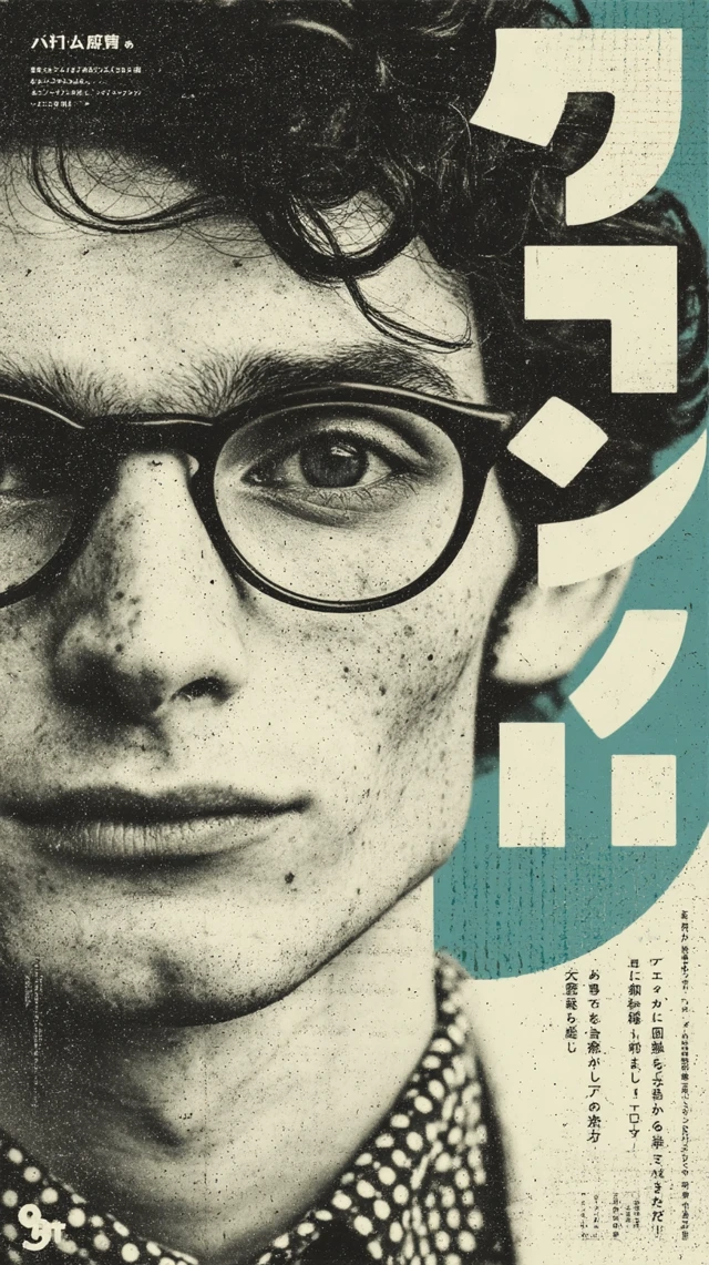 Bauhaus Poster Japanese Man with Blue Spectacles