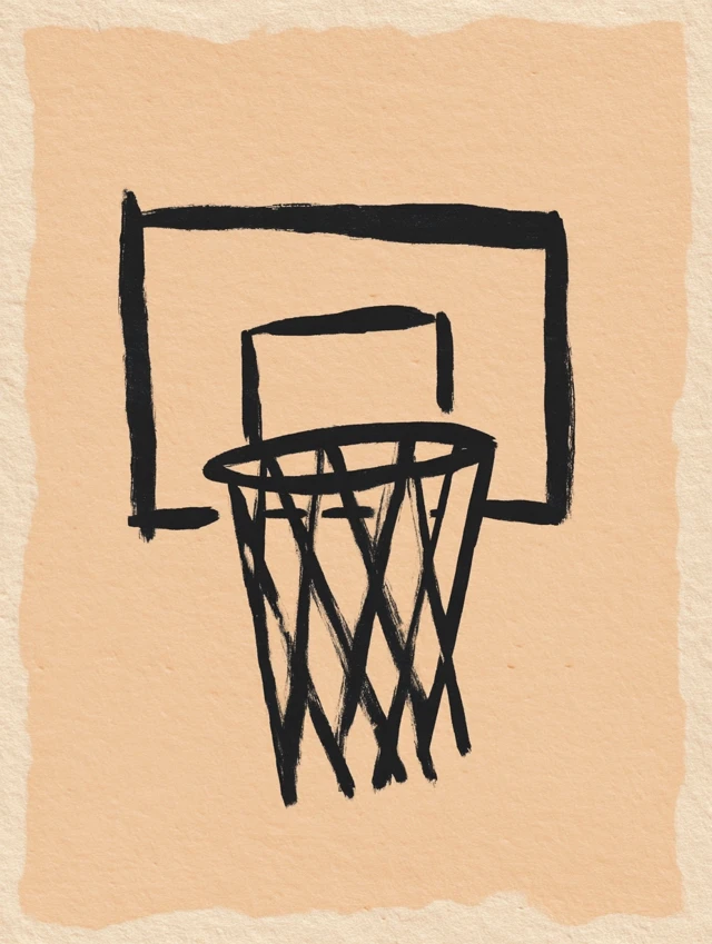 Basketball Hoop Minimalist Ink Sketch