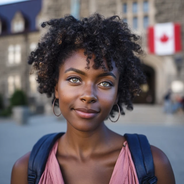 Beautiful Young African Woman on University Campus
