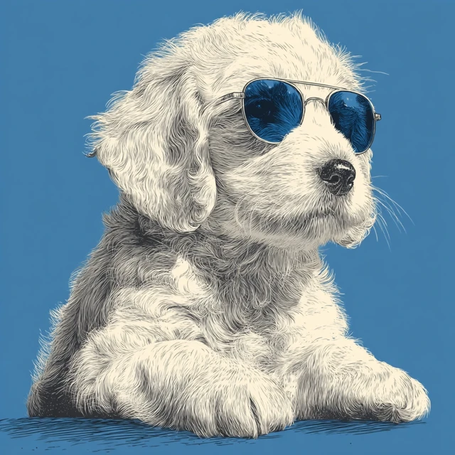 Cute Puppy with Sunglasses Illustration