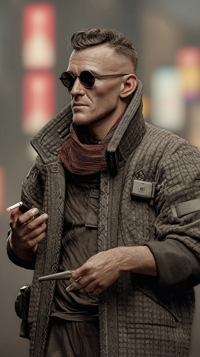 Cyberpunk Samurai in Dystopian City