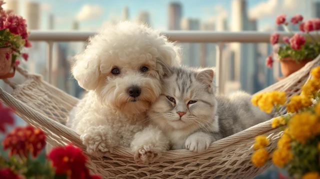 Bichon Frise Puppy Scottish Fold Kitten Bliss