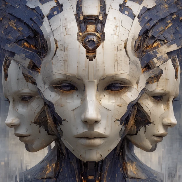 Robot Face Glitch Art Fusion