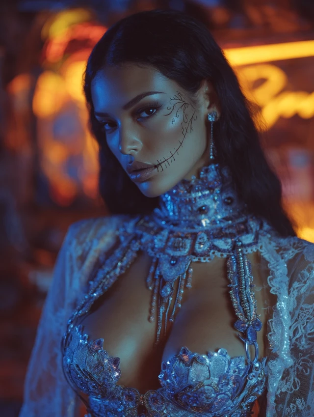 Day of the Dead Model in Glamorous Futuristic Style