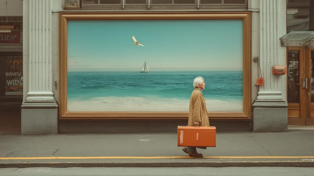 Cinematic New Zealand Street with Beach Billboard