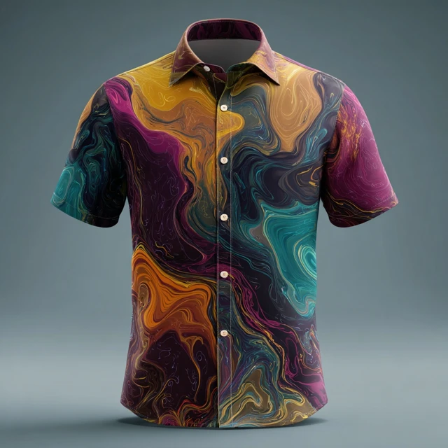 Abstract Mens Shirt Design Colorful Swirls