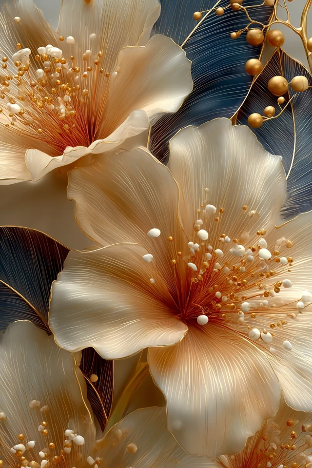 Golden Floral Art Modern Luxury Illustration
