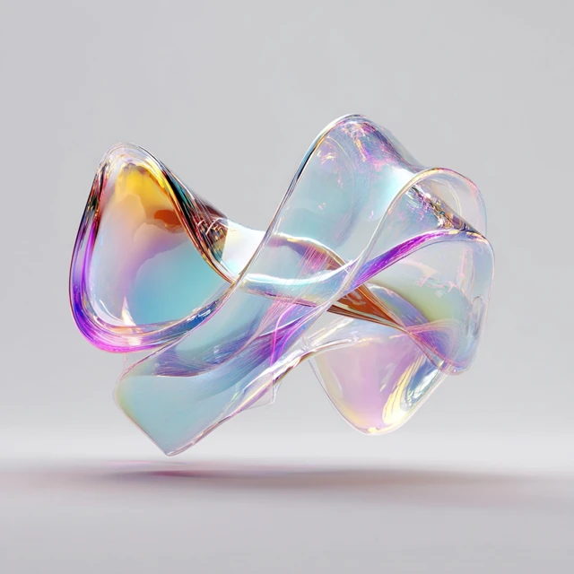 Abstract 3D Shape Fluid Iridescent Digital Art