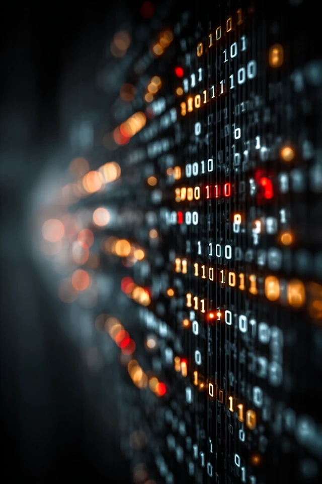 Abstract Digital Data Stream Binary Code Cyberpunk Tech Wallpaper