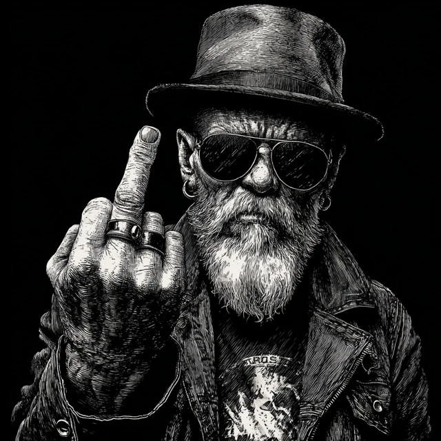 Skull Gangster Giving Middle Finger Art