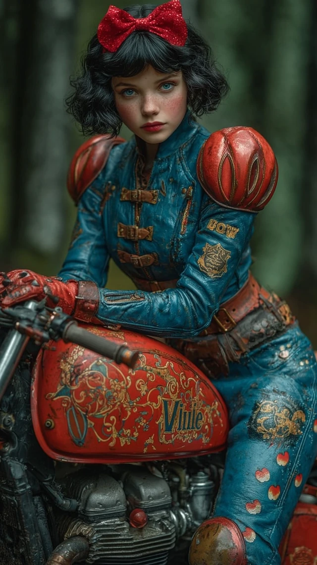 Snow White on a Motorcycle PhotoRealism Fashion Editorial