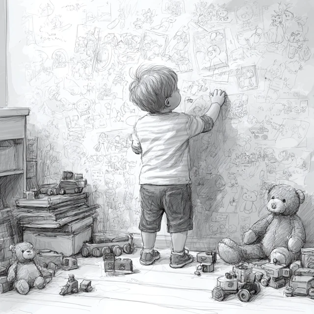 Childhood Creativity Drawing on the Wall