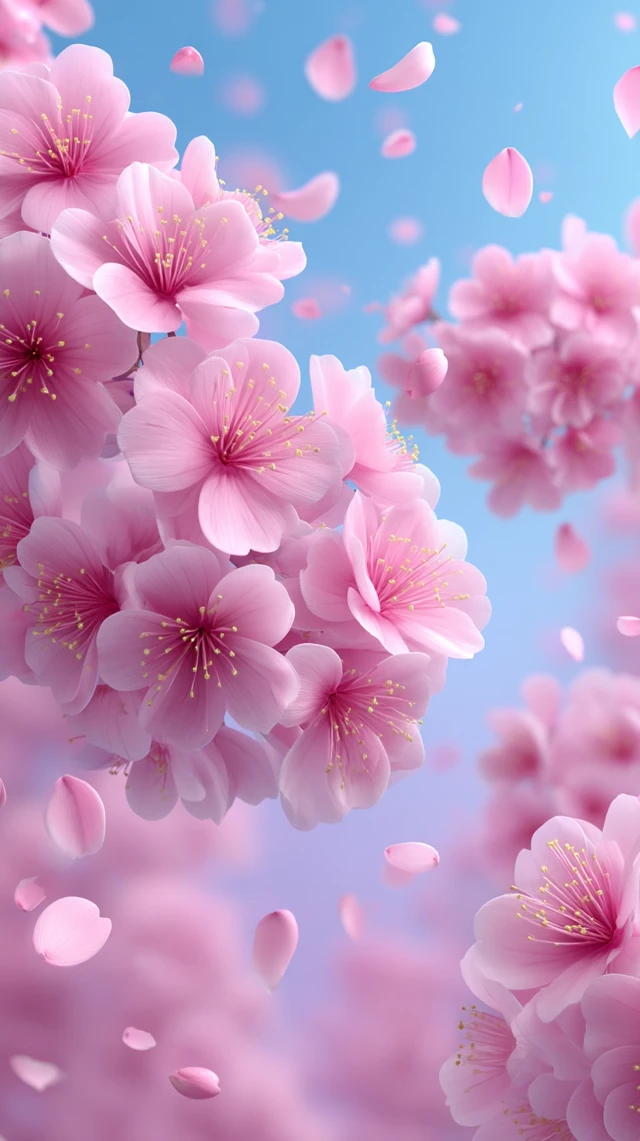 Cherry Blossoms Mobile Wallpaper - Pink Flowers and Blue Sky