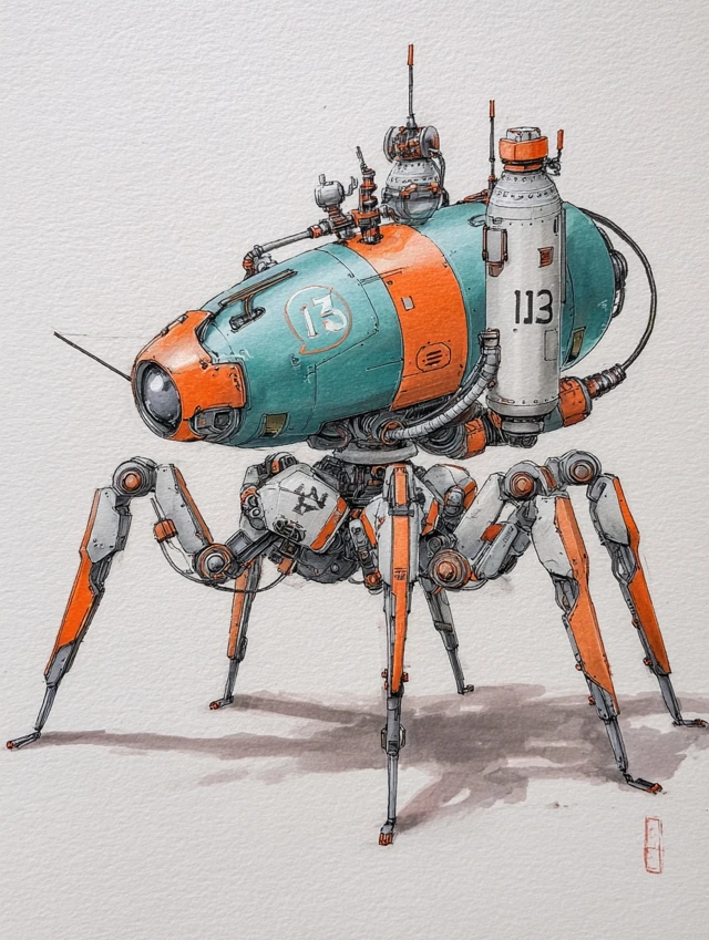 Anime Spider Robot with Explosive Charge