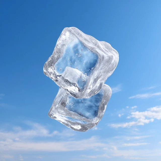 Ice Cubes Floating in Sky Refreshing Cool Image
