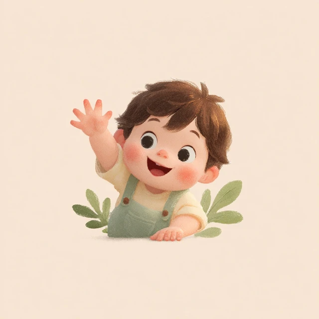 Cute Baby Illustration Joyful Expression and Smile