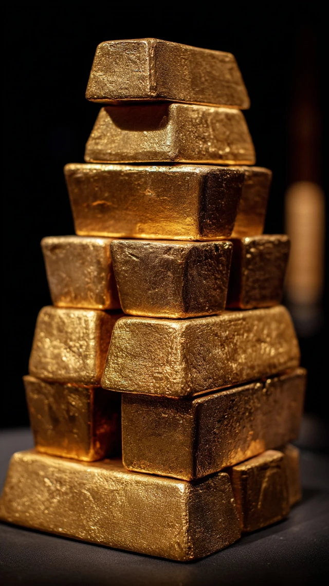 Gold Bars Stacked High Financial Wealth