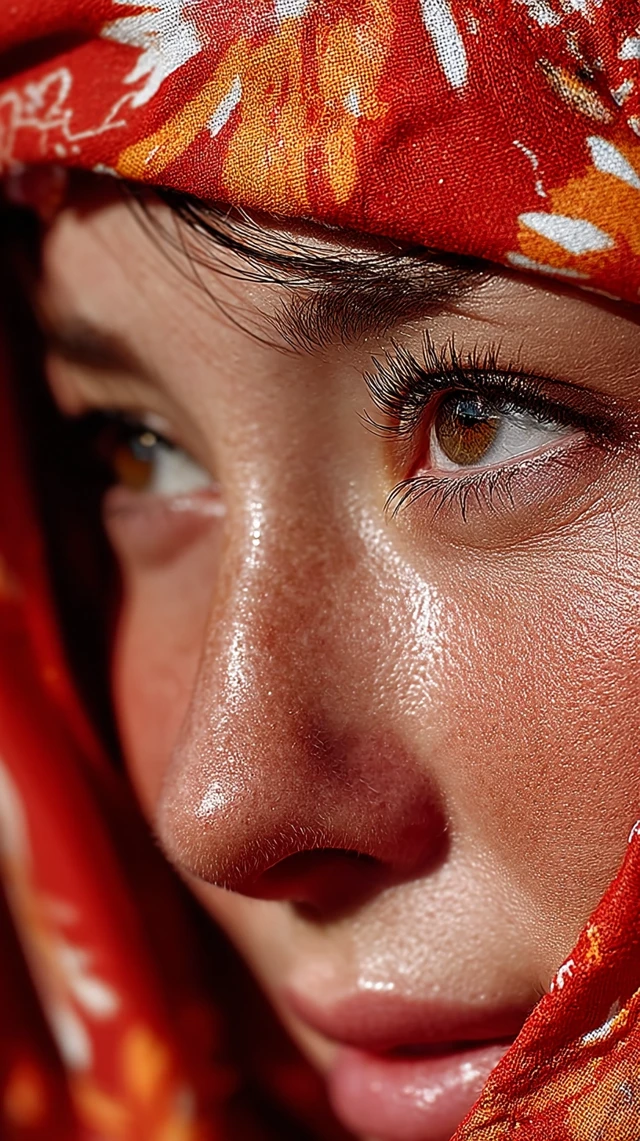 Kyrgyz Woman Close Up Portrait with Headscarf