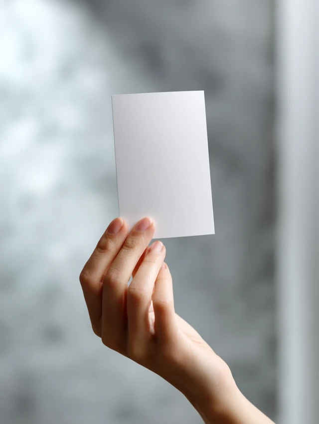 Hand Holding Blank Invitation Card Photorealistic