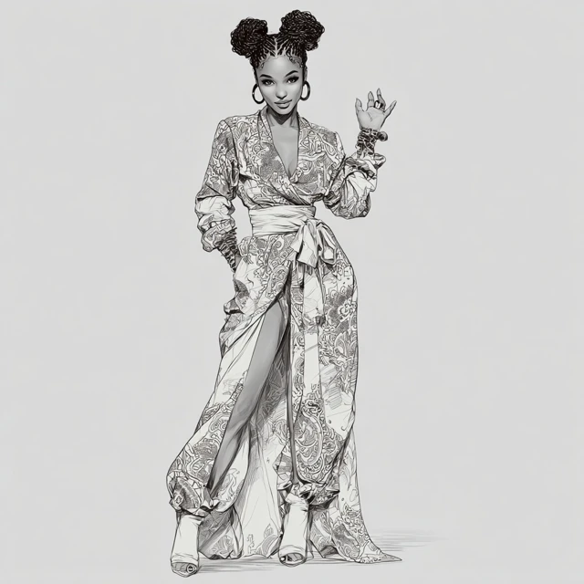 African American Queen Line Art Illustration
