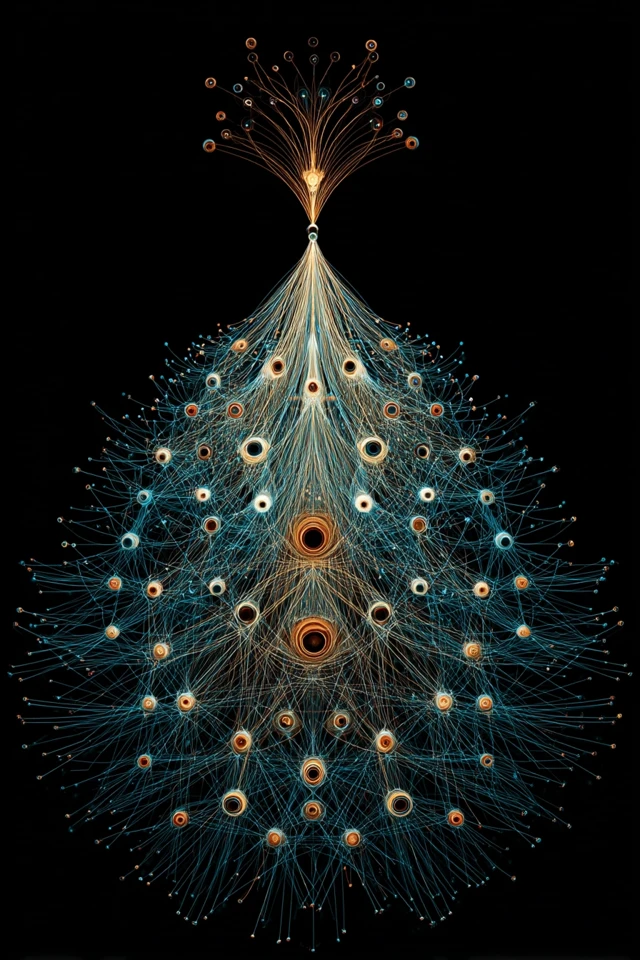 Peacock Tail Network Graph Art