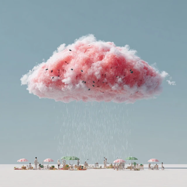 Watermelon Cloud Picnic Dreamy Scene