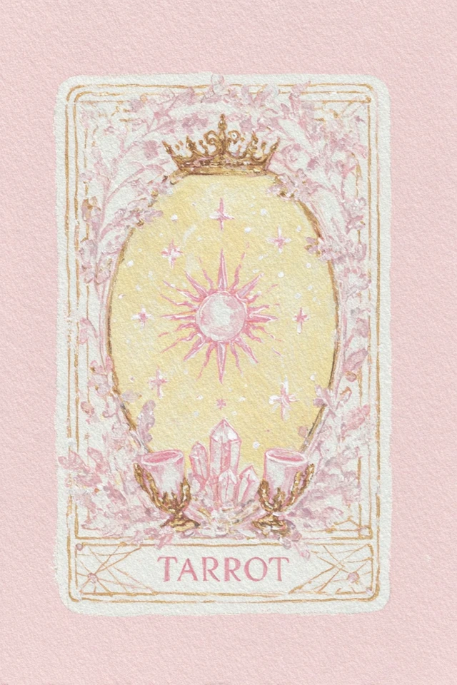 Tarot Card Illustration Watercolor Style Hand Drawn
