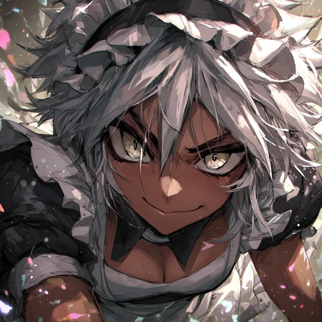 Anime Maid Illustration Black Male Character