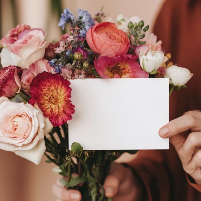 Flower Bouquet With Blank Card Perfect Gift