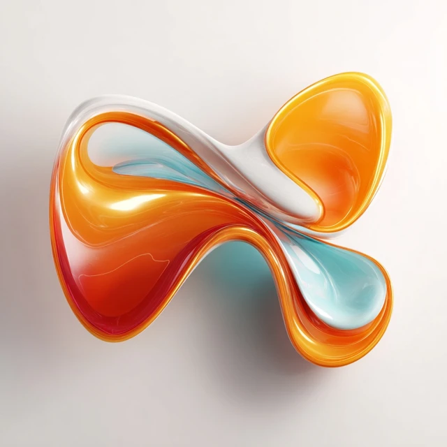 Abstract 3D Fluid Shape on White Background